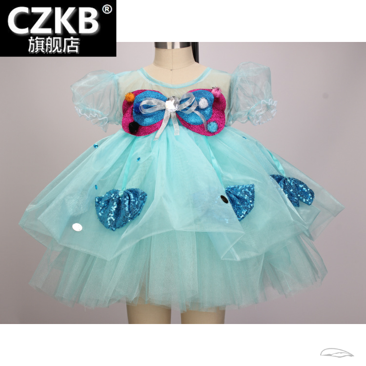 六一儿童舞蹈女童可爱大蝴蝶蓬蓬裙 czkb汉服
