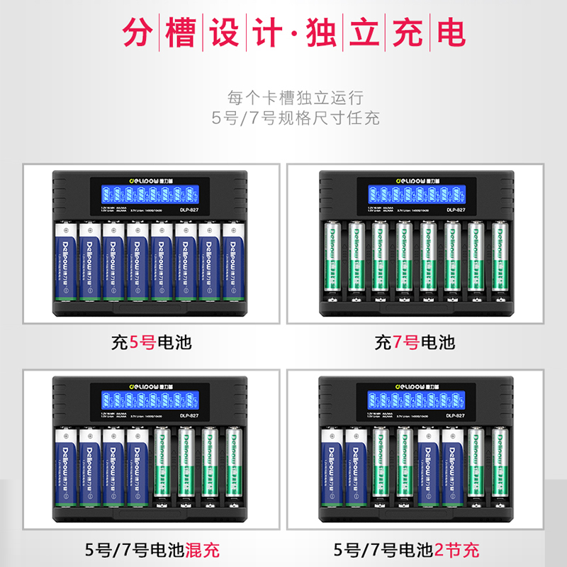 电池充电器18650五七号1.2镍氢5号7号多功能通用3.7v锂电智能快充 - 图2