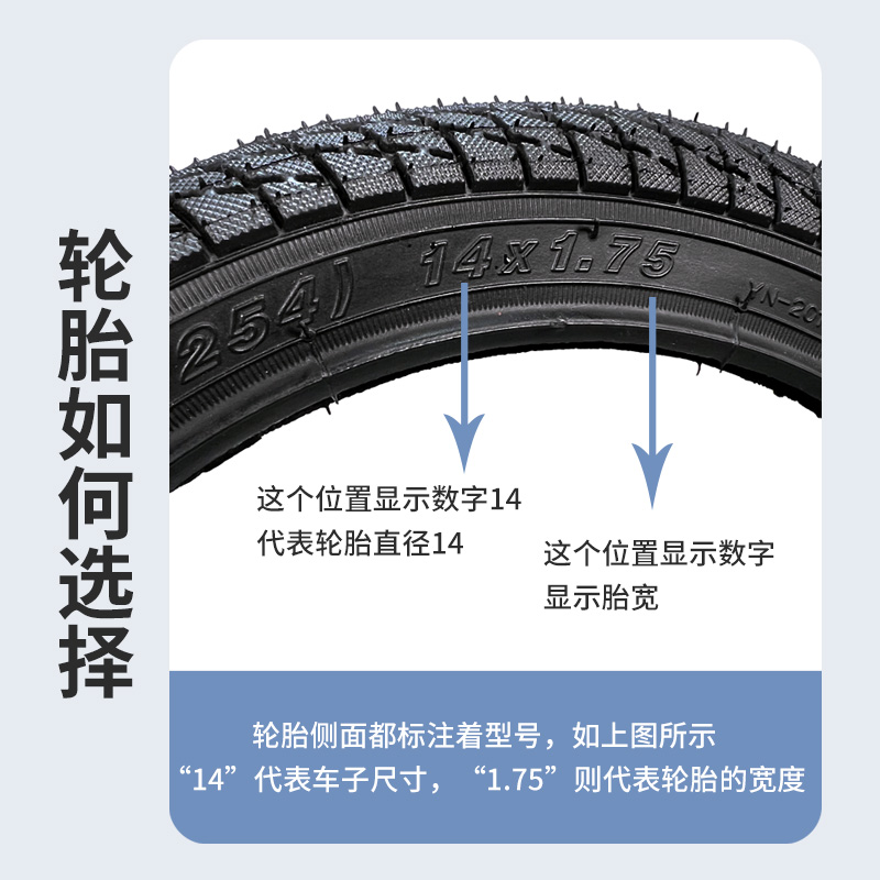 儿童自行车轮胎12/14/16/18/20寸X1.75X2.125X2.40童车单外胎配件 - 图2