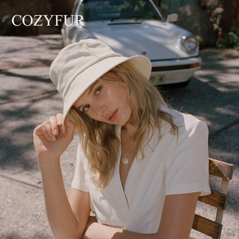 正品口袋渔夫帽女夏季遮阳防晒ins百搭黑色盆帽子Baby明星同款潮