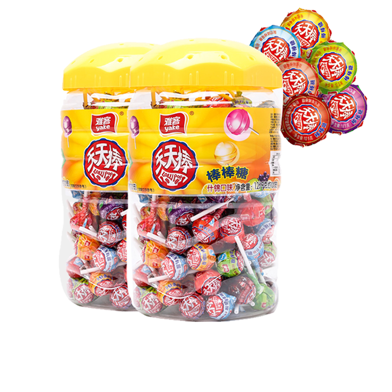 雅客棒棒糖天天棒1260g /桶装礼包 景羲食品糖果