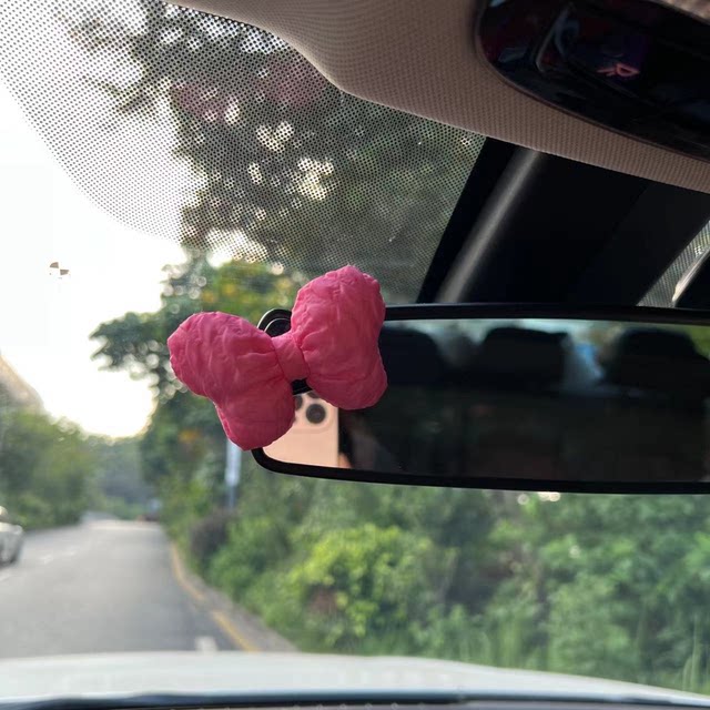 Cute pink bow car screen decoration ornaments
