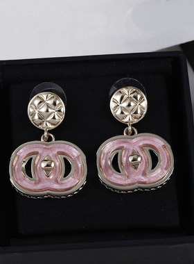 25新款金属气质粉色树脂吊饰耳环项链耳钉