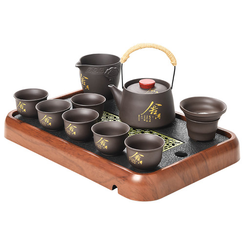 紫砂舍得功夫茶具套装2026新款家用轻奢高档茶壶茶杯办公室泡茶器 - 图0