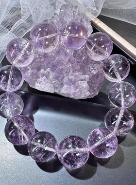 紫水晶阿赛斯特莱水晶手链 紫色阿赛斯特莱圆珠水晶手串饰品批发
