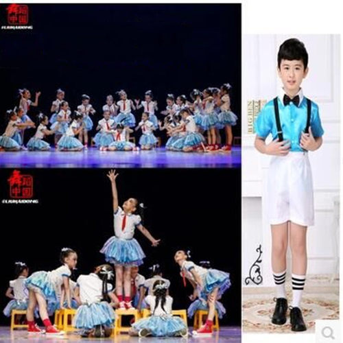 小荷风采为你鼓掌演出服儿童合唱红领巾表演服幼儿园舞蹈蓬蓬纱裙 - 图0