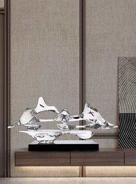 晶悦现代轻奢酒店玄关雕塑透明树脂假山高级感摆件抽象工艺品定制