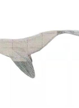 镂空海豚鲸鱼网格编织雕塑酒店展厅海洋动物不锈钢悬吊装饰品