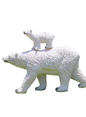 户外仿真北极熊雕塑摆件玻璃钢几何块面熊动物园景区游乐场装饰品