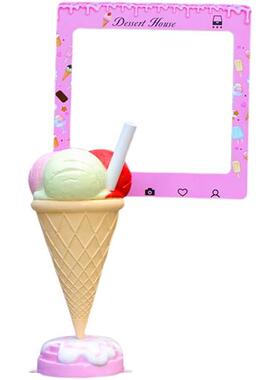 奶茶店门口冰淇淋模型摆件户外甜品美陈装饰玻璃钢雪糕甜甜圈雕塑