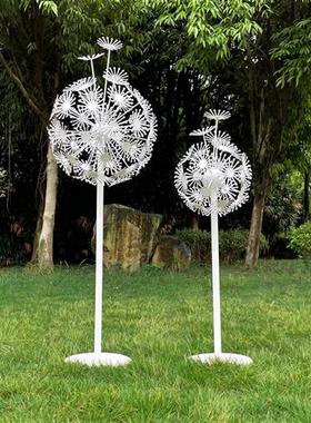 户外不锈钢蒲公英雕塑仿真铁艺园林景观摆件售楼部小区发光装饰品