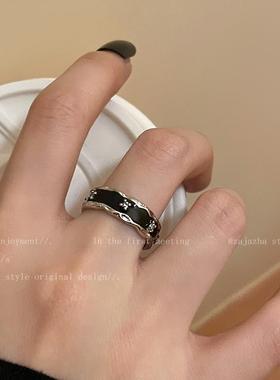 黑色滴釉开口戒指srrmhyn