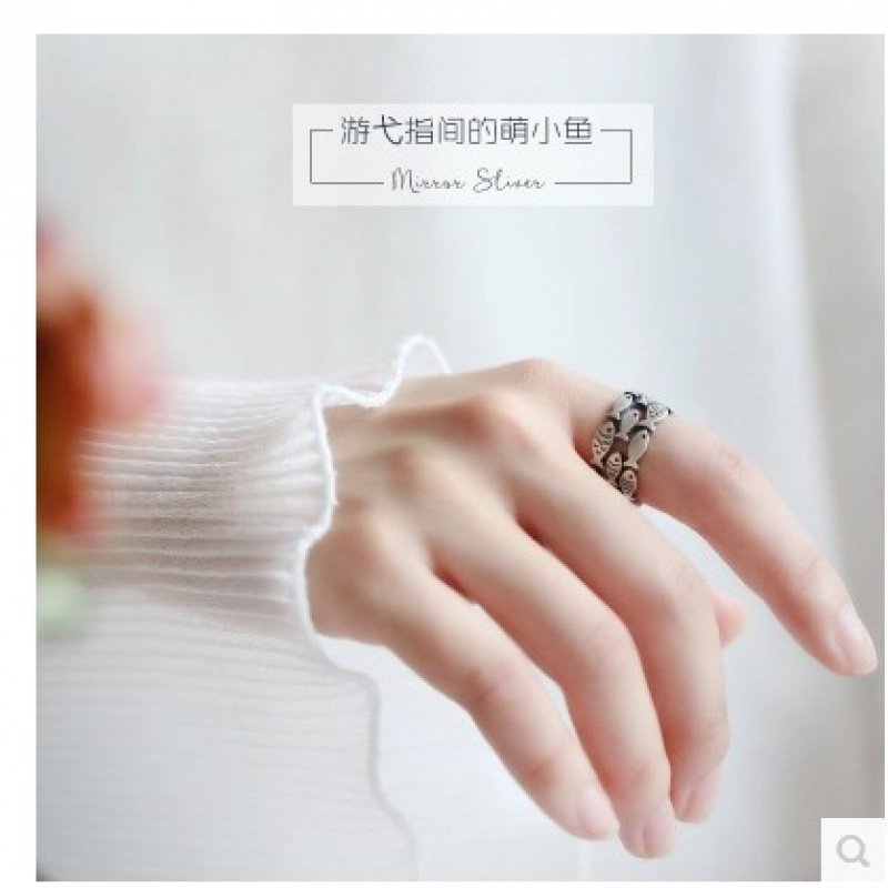srrmhyn小鱼可爱游鱼手工戒指开口可调节指环生日礼物潮,淘宝优惠券,粉丝福利购,淘宝优惠卷