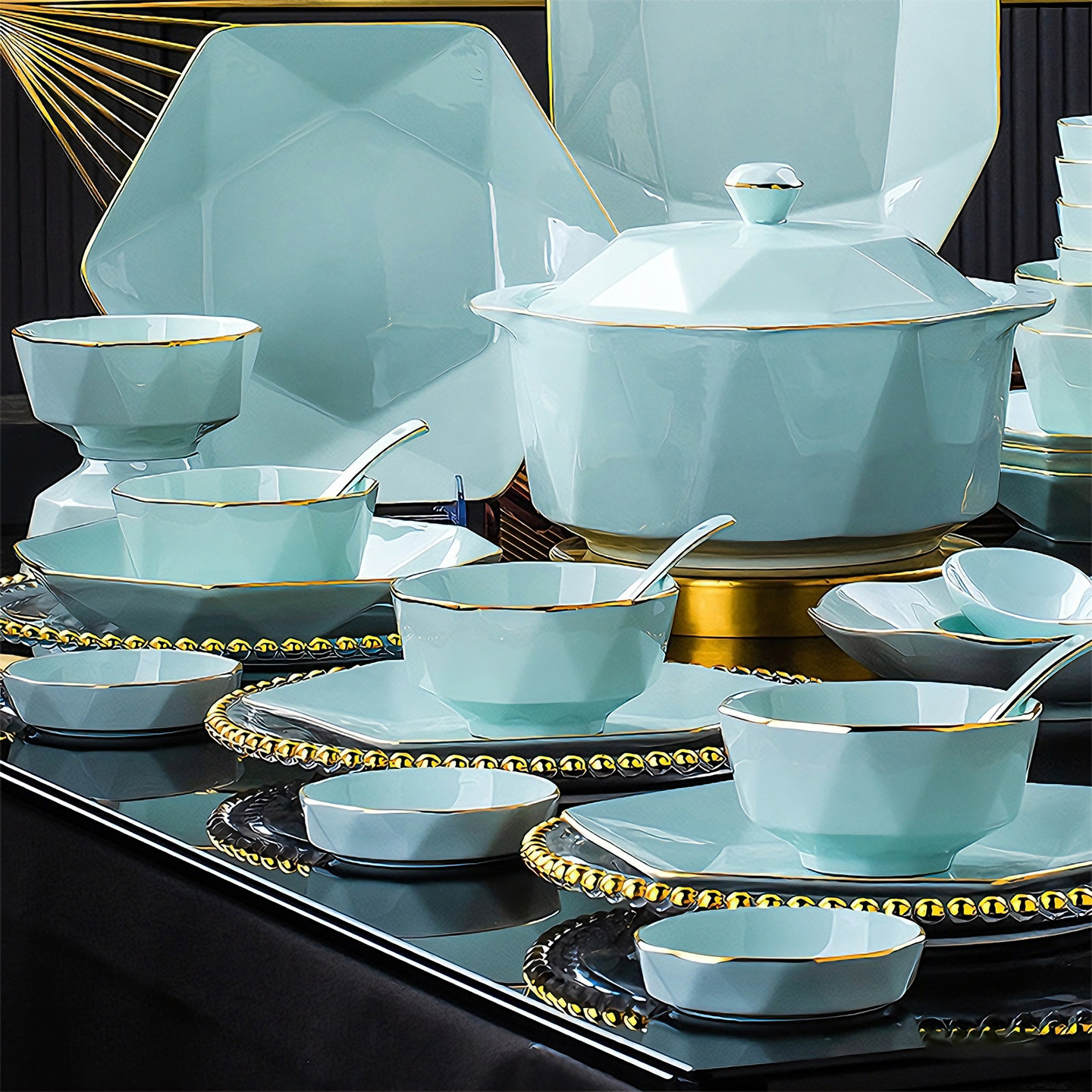 碗家用2026新款漂亮的釉下彩餐具套装景德镇陶瓷饭碗盘碟子筷乔迁