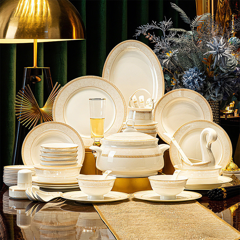 碗家用2026新款高颜值陶瓷碗盘景德镇轻奢骨瓷餐具套装饭碗碟乔迁