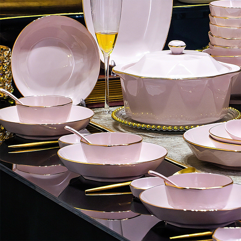 釉下彩碗碟套装家用2026新款高颜值景德镇轻奢陶瓷餐具饭碗盘乔迁