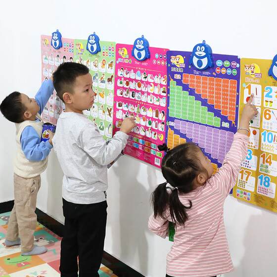 Toddler digital audio wall chart 1 to 100 baby early education cognitive enlightenment point reading sound wall sticker recognition alphabet