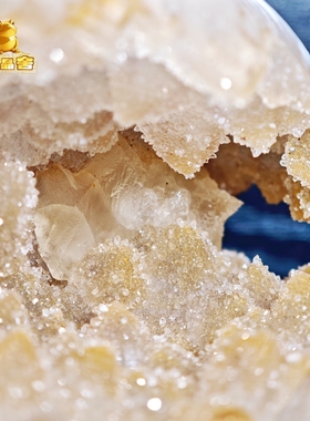 灵蟾晶舍｜有球必应｜天然玛瑙淡金大牙软糖水晶球招财摆件181