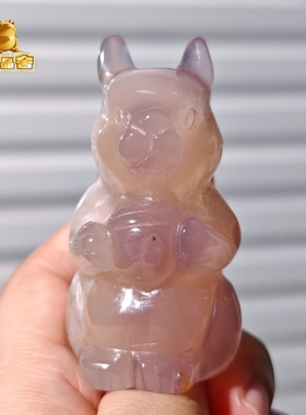 灵蟾晶舍｜钱粮满仓｜天然玛瑙水晶松鼠摆件招财聚财桌面装饰115