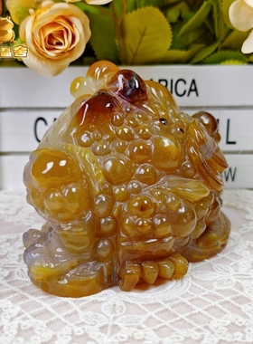灵蟾晶舍｜黄金甲招财进宝｜天然玛瑙白水晶金蟾摆件聚财暴富34