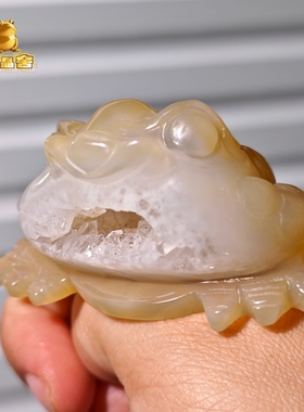 灵蟾晶舍｜小霸总｜天然玛瑙水晶金蟾摆件招财聚财赚钱装饰132