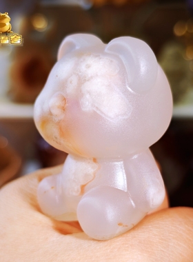 灵蟾晶舍｜蜡笔小熊（福利不议价）｜天然樱花玛瑙小熊摆件可爱