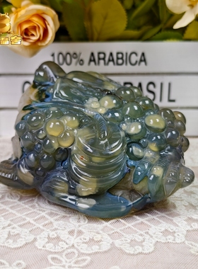 灵蟾晶舍｜青云直上｜稀有天然绿皮玛瑙白水晶金蟾摆件招财揽贵37