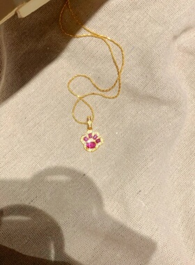 爆闪粉嘟嘟猫爪项链女锁骨链配饰