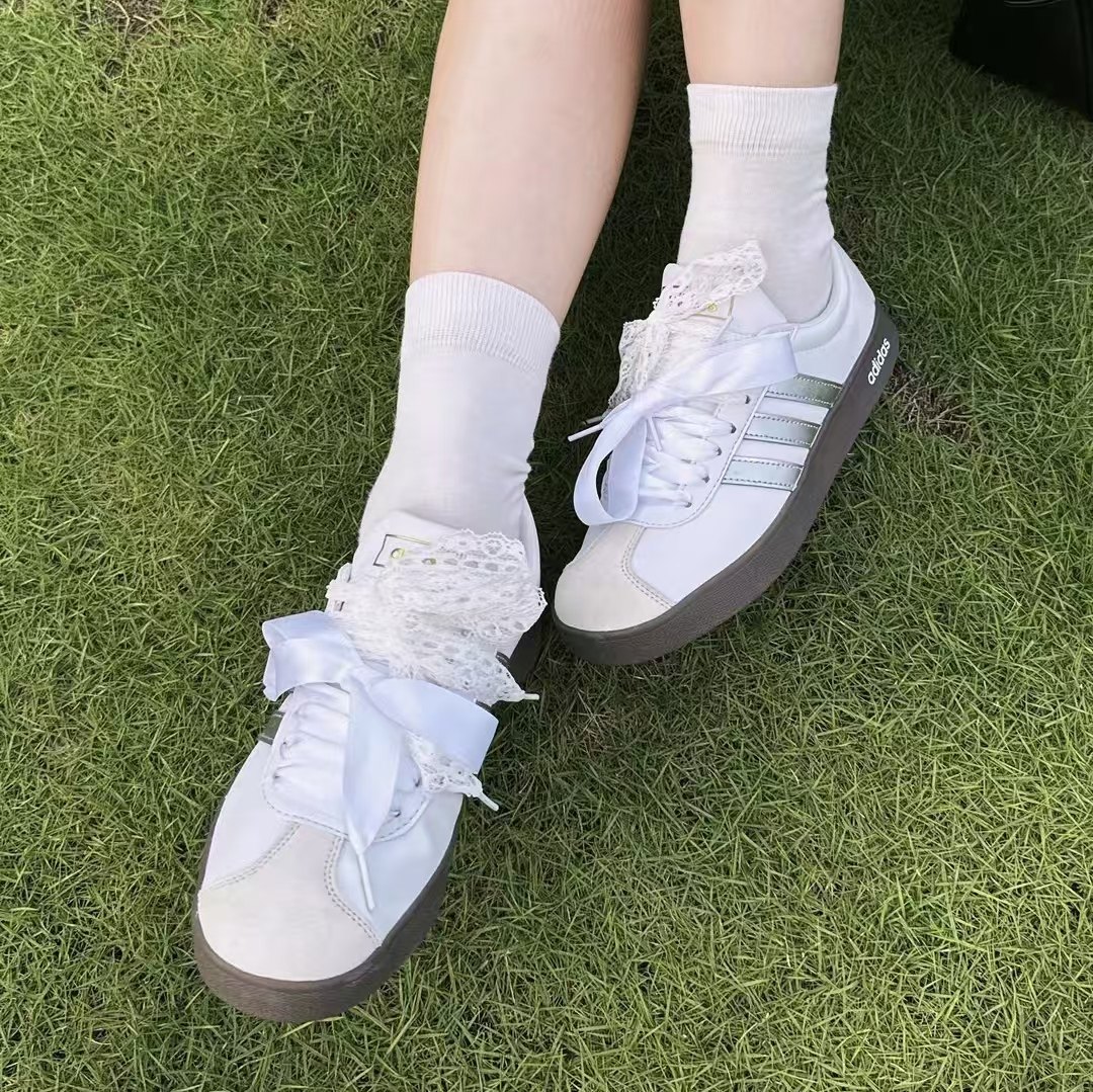 【定制球鞋】adidas neo VL Court 2.0 银白色蕾丝涂鸦百搭女板鞋,淘宝优惠券,粉丝福利购,淘宝优惠卷