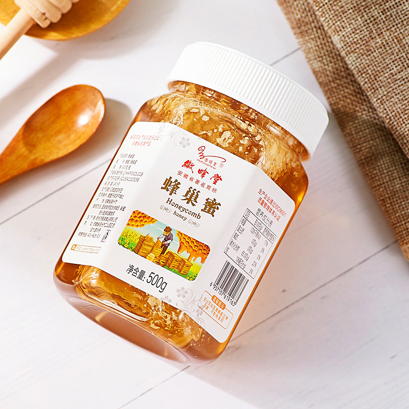 天然纯正蜂巢蜜嚼着吃瓶装500g蜂蜜 徽蜂堂蜂蜜