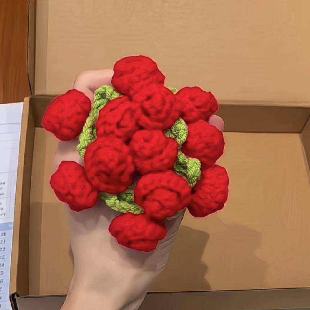 diy玫瑰花束杯垫迷你玫瑰花毯子手工diy材料包玫瑰花杯垫小花束变 - 图3