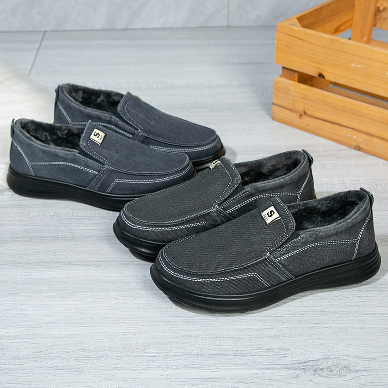老北京布鞋男鞋冬季加绒保暖棉鞋一脚蹬爸爸鞋中老年休闲帆布鞋,淘宝优惠券,粉丝福利购,淘宝优惠卷