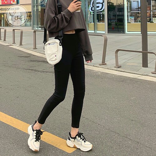 打底裤女外穿夏季薄款紧身夏天高腰小脚显瘦黑色九分铅笔魔术黑裤 - 图1