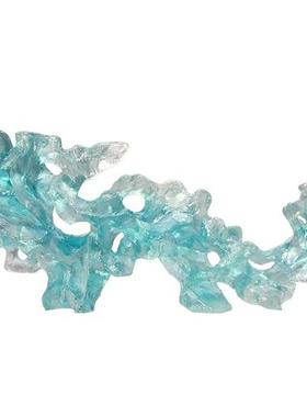 新中式太湖石透明树脂工艺品摆件轻奢样板房售楼处玄关雕塑装饰品