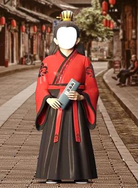 玻璃钢空脸雕塑定制网红景区打卡拍照古代汉服玻璃钢大型落地摆件