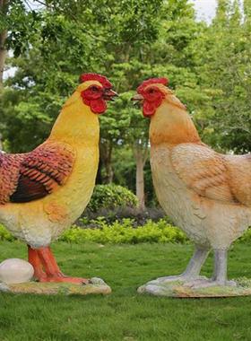 玻璃纤维母鸡模型夜光动物雕塑酒店入口庭院装饰