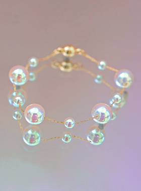 人造极光幻彩日本海水珍珠手链