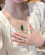 Non-fading 925 silver ice seed Yang green Wushi brand chalcedony imitation jade pendant Myanmar natural A goods 18k necklace for women