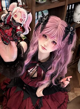 洛丽塔lolita蝴蝶结发夹女蕾丝侧边夹恶魔翅膀发饰甜酷亚文化头饰