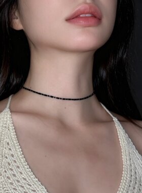 小众暗黑choker项链女可调节Y型锁骨链辣妹颈链高级感细款配饰潮