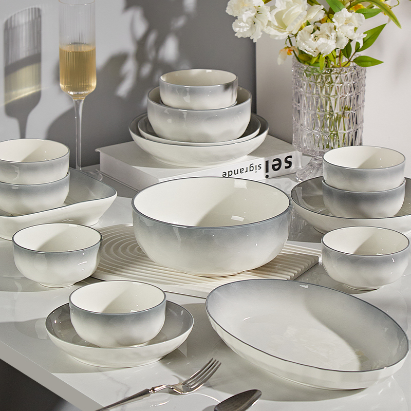 餐具套装家用高级感2025简约碗盘乔迁碗筷陶瓷釉下彩碗具碗碟套装