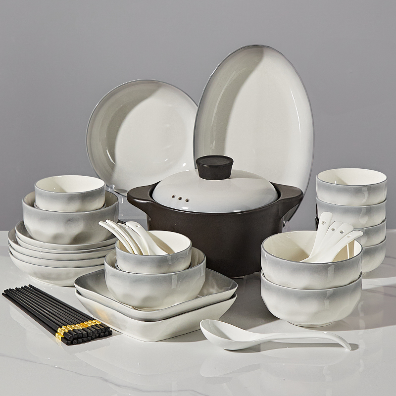 餐具套装家用高级感2025简约碗盘乔迁碗筷陶瓷釉下彩碗具碗碟套装