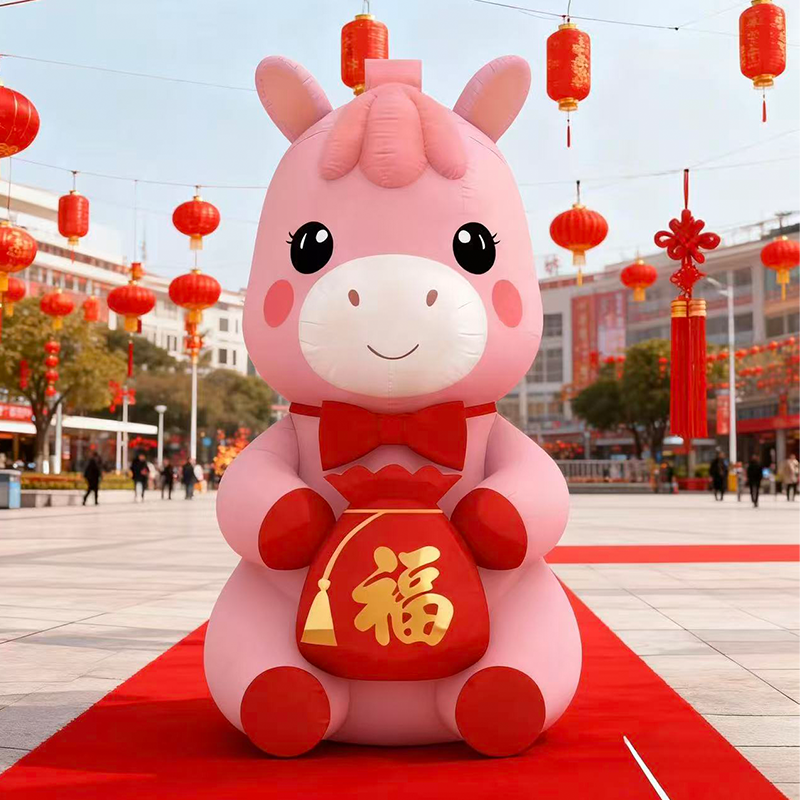 充气马年春节吉祥物气模卡通充气围巾财神爷元宝福袋商场新年美陈,淘宝优惠券,粉丝福利购,淘宝优惠卷