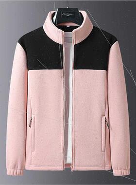 Fleece jacket fall winter outdoor men couple  large size col