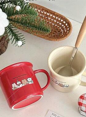 Ins New Year Christmas mug new cartoon bear ceramic cup coff