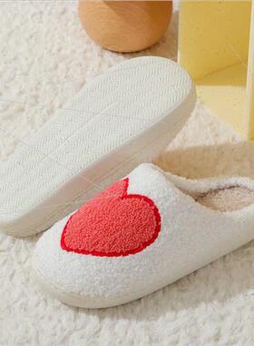 Valentine Day winter smiley big heart cotton slippers women