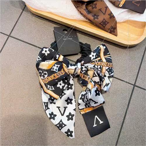 Korea  retro satin printing letters high  large bow flutteri - 图2