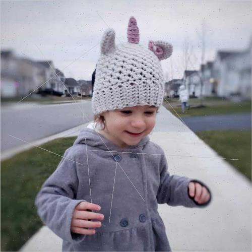 Winter new unicorn children hats wool warm crochet animal ha - 图0