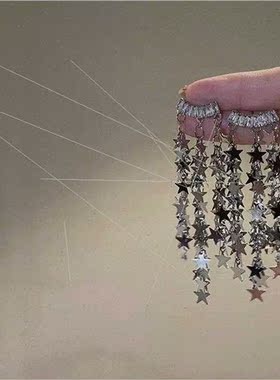 Bright star waterfall tassel ins earrings female bling glter