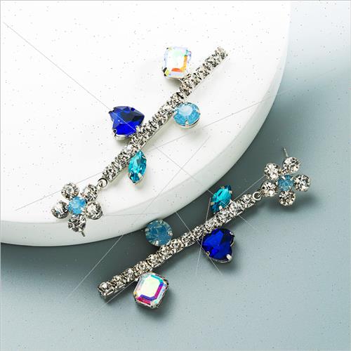 Korea new personalized geometric flowers long gemstone rhine - 图0